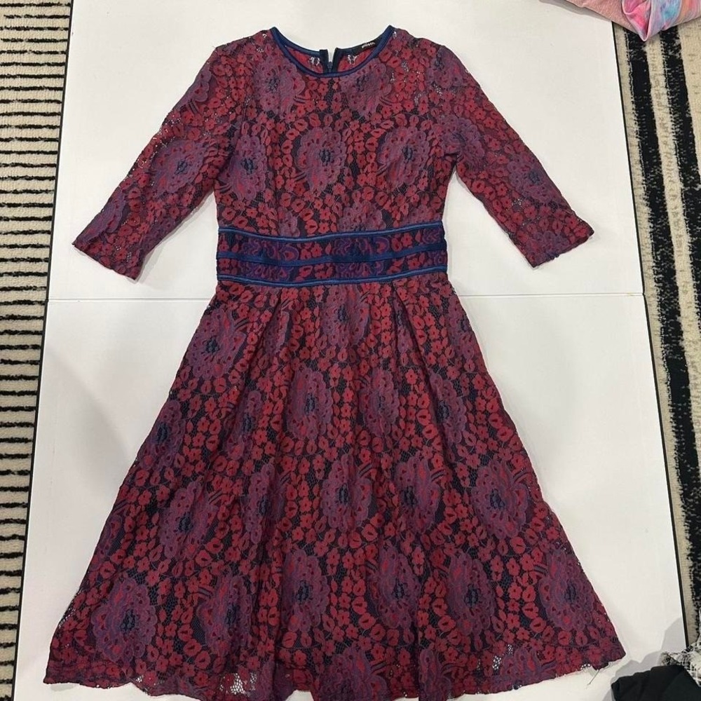 Red and Navy Lace Dress size Small